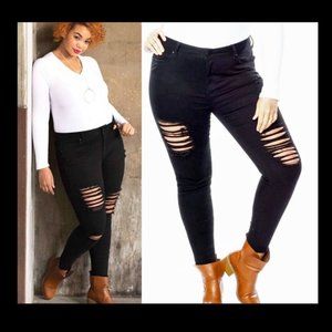 Black Distressed Ripped Skinny Jeans